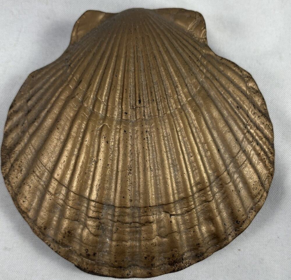 Antique Brass Scallop shell Door Knocker Coastal Beach House Mid Century Decor